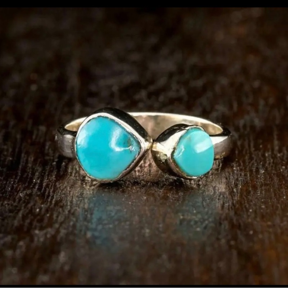 Larimar Gemstone 925 Sterling Silver Statement Ring Handmade JewelrySA-21